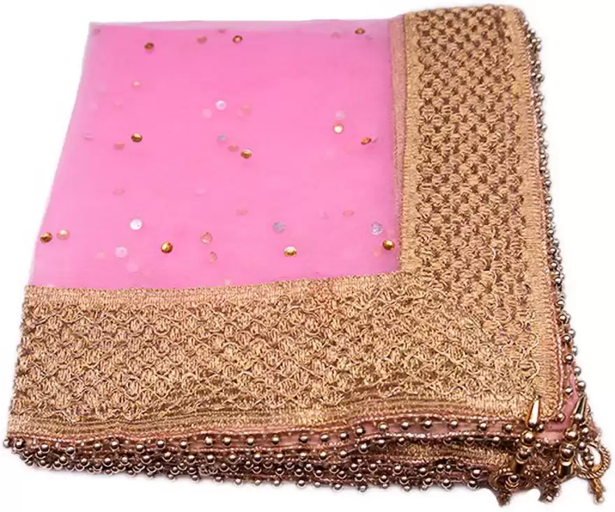 Net Embellished Women Dupatta With Golden Border (Colors Available)